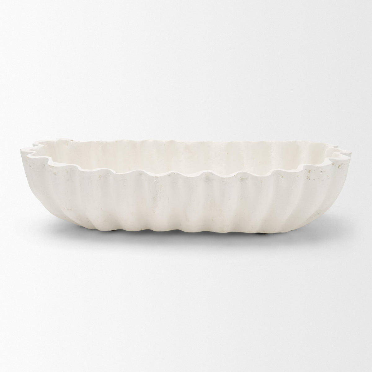 Camelia Large Fluted White Paper Mache Round Centerpiece Bowl from Mercana - Luna Furniture