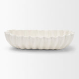 Camelia Large Fluted White Paper Mache Round Centerpiece Bowl from Mercana - Luna Furniture