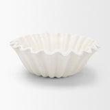 Camelia Small Fluted White Paper Mache Round Centerpiece Bowl from Mercana - Luna Furniture