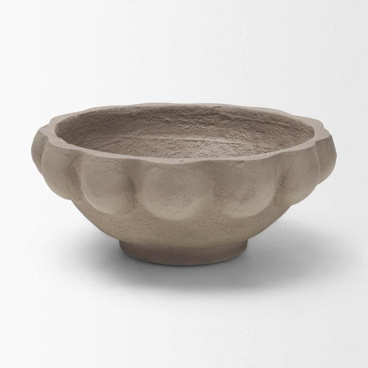 Konya Small Earthen Gray-Brown Dotted Paper Mache Centerpiece Bowl from Mercana - Luna Furniture