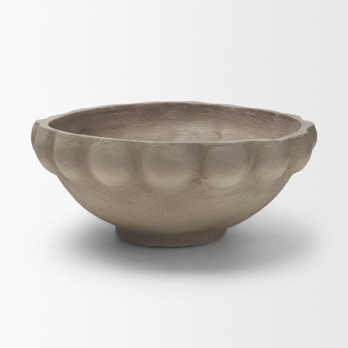 Konya Large Earthen Gray-Brown Dotted Paper Mache Centerpiece Bowl from Mercana - Luna Furniture