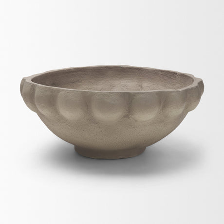 Konya Large Earthen Gray-Brown Dotted Paper Mache Centerpiece Bowl from Mercana - Luna Furniture