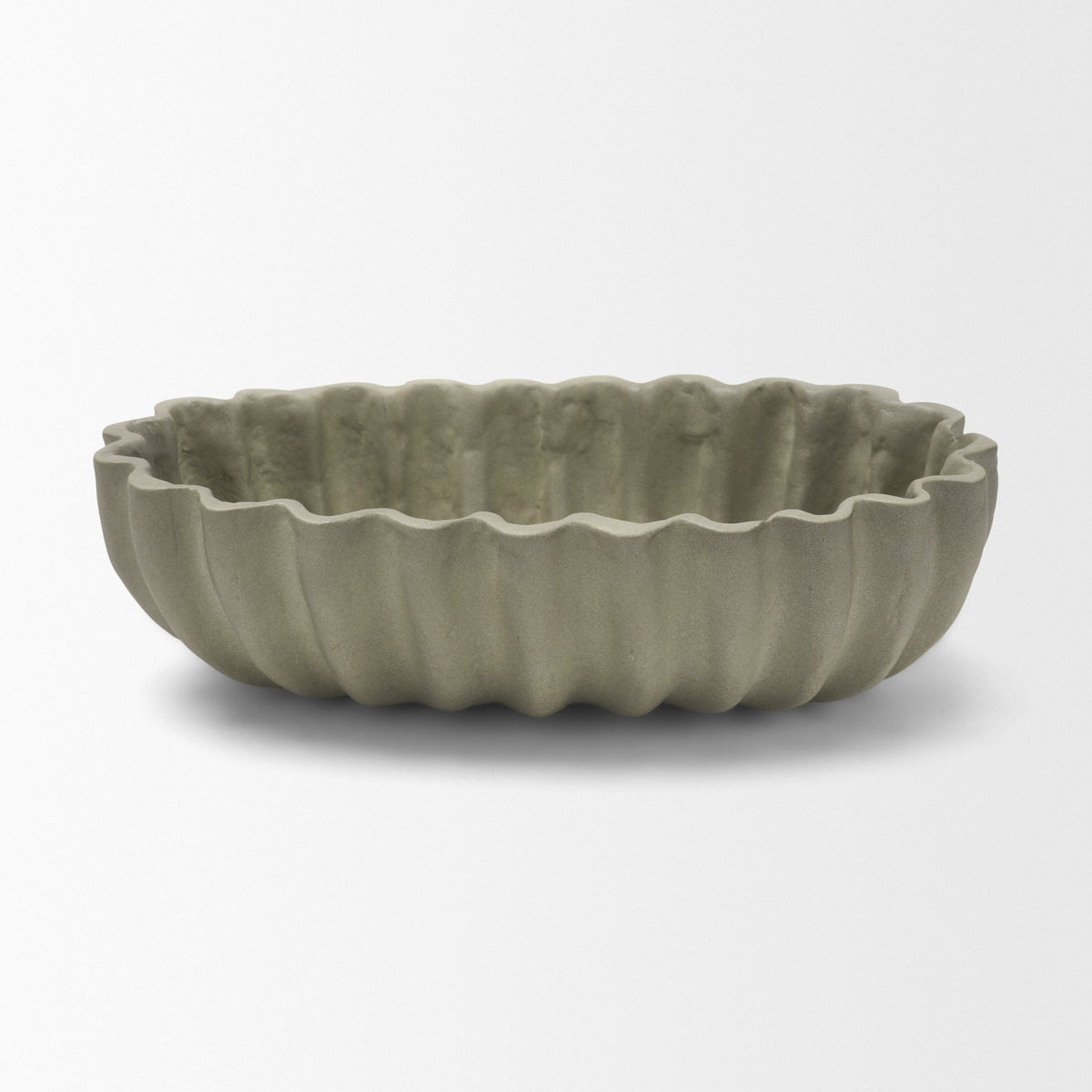 Camelia Fluted Sage Green Paper Mache Long Centerpiece Bowl from Mercana - Luna Furniture