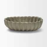 Camelia Fluted Sage Green Paper Mache Long Centerpiece Bowl from Mercana - Luna Furniture