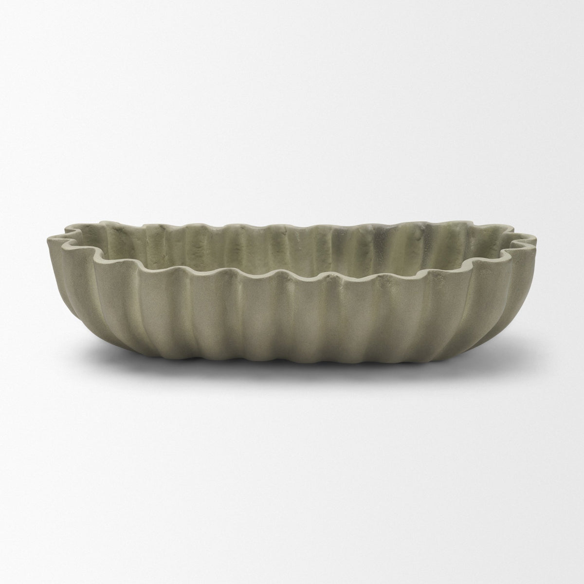 Camelia Large Fluted Sage Green Paper Mache Round Centerpiece Bowl from Mercana - Luna Furniture