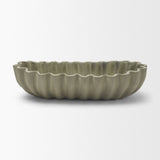 Camelia Large Fluted Sage Green Paper Mache Round Centerpiece Bowl from Mercana - Luna Furniture