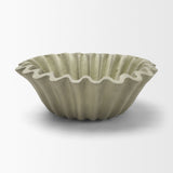 Camelia Small Fluted Sage Green Paper Mache Round Centerpiece Bowl from Mercana - Luna Furniture