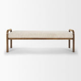 Freya Upholstered Bench | Oatmeal Fabric | Brown Wood Frame from Mercana - Luna Furniture