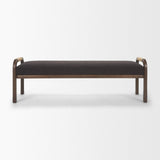 Freya Upholstered Bench | Charcoal Fabric | Brown Wood Frame from Mercana - Luna Furniture