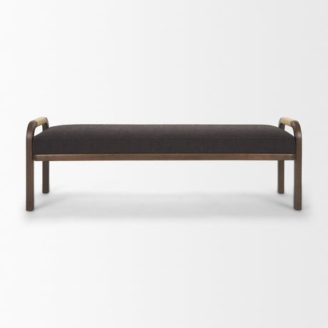 Freya Upholstered Bench | Charcoal Fabric | Brown Wood Frame from Mercana - Luna Furniture