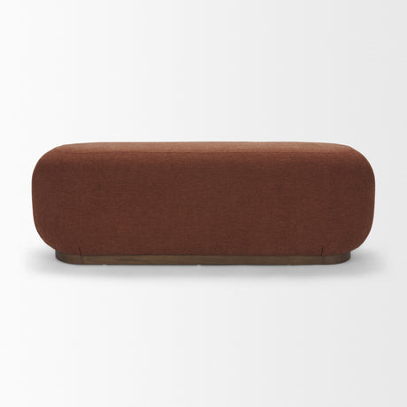 Siren Burgundy Fabric w/ Brown Ash Wood Oblong Bench from Mercana - Luna Furniture