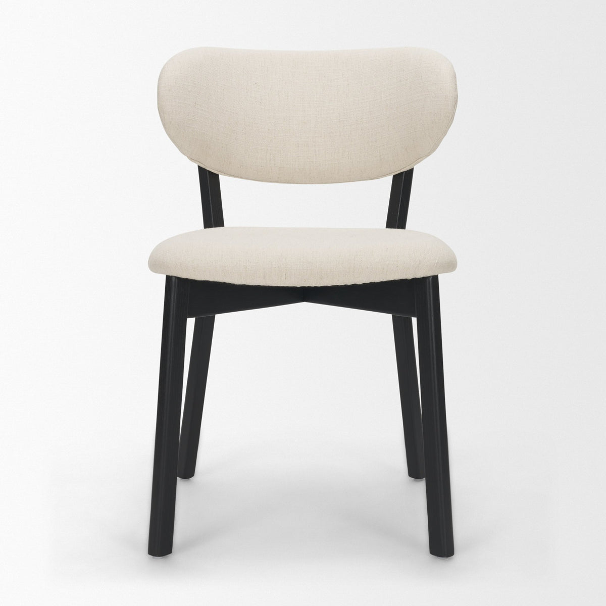 Cole Open Back Dining Side Chair | Natural Linen w/ Dark Wood, Set of 2