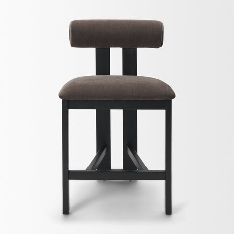 Tribeca Open Back 36.5in Seat Counter Stool | Charcoal Fabric w/ Wood from Mercana - Luna Furniture