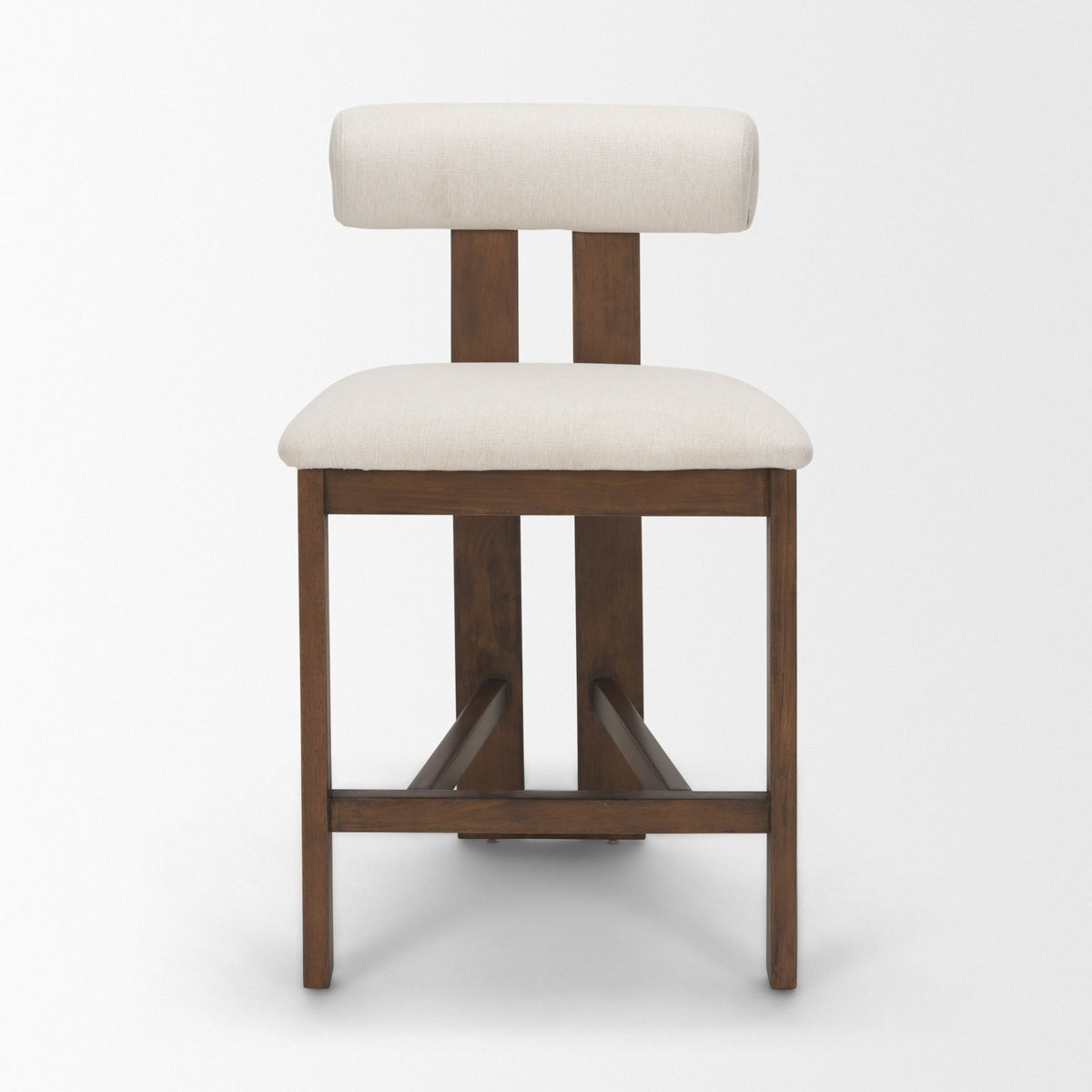 Tribeca Open Back 36.5in Seat Counter Stool | Cream Fabric w/ Wood from Mercana - Luna Furniture
