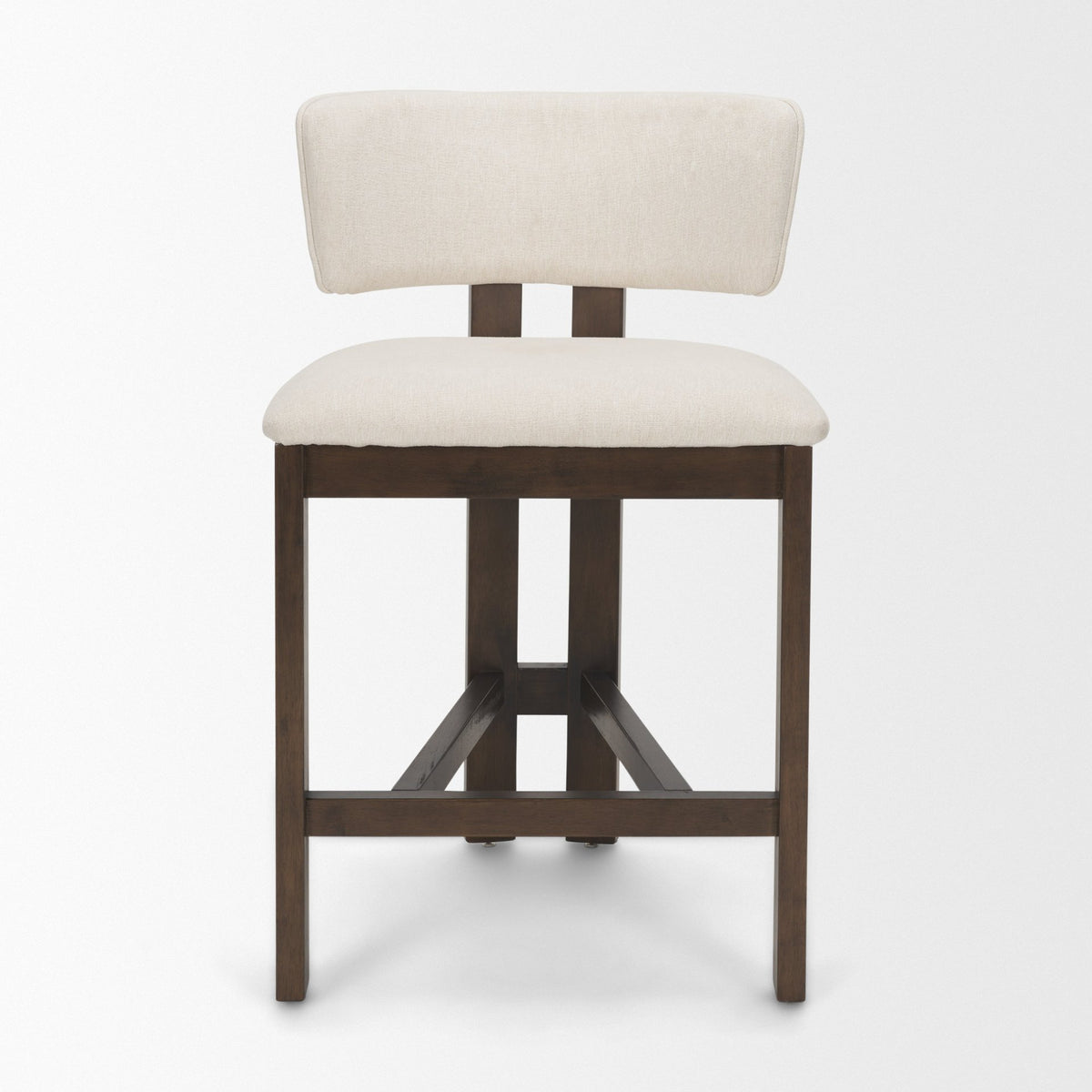 Soho Open Back 35.3in Seat Counter Stool | Cream Fabric w/ Brown Wood from Mercana - Luna Furniture