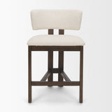 Soho Open Back 35.3in Seat Counter Stool | Cream Fabric w/ Brown Wood from Mercana - Luna Furniture