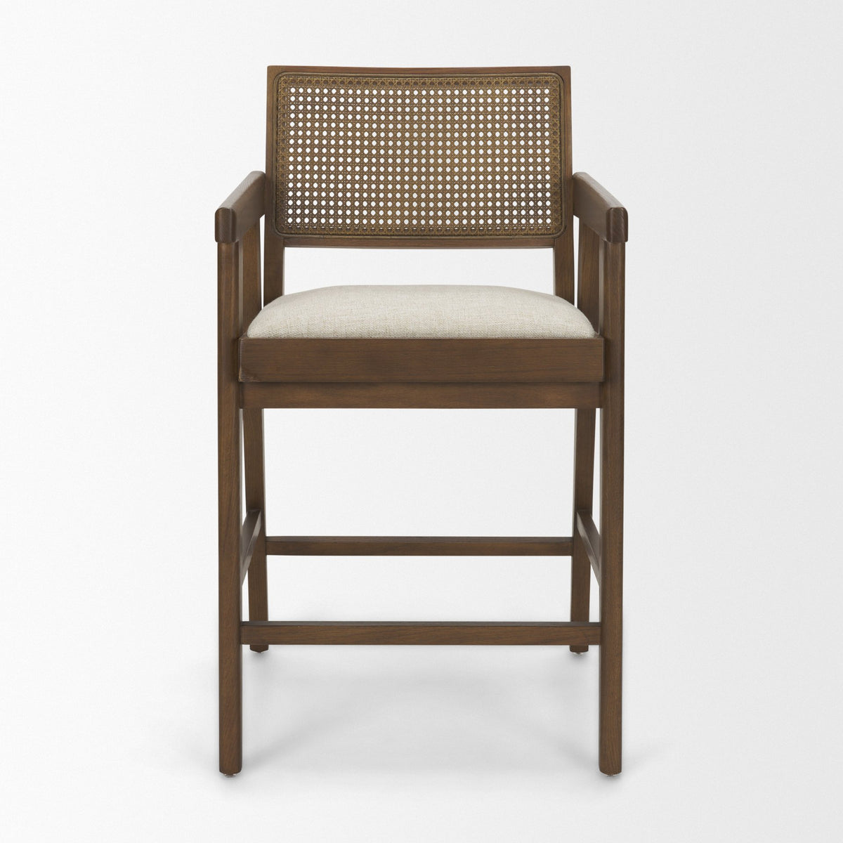 Reid Backless 38in Seat Counter Stool | Brown Wood w/ Cane Back from Mercana - Luna Furniture