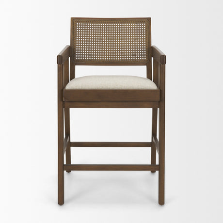 Reid Backless 38in Seat Counter Stool | Brown Wood w/ Cane Back from Mercana - Luna Furniture