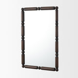 Lenora Heritage Spool Frame Wall Mirror | Dark Brown Wood from Mercana - Luna Furniture