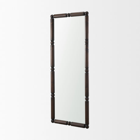 Lenora 70" Heritage Spool Frame Floor Mirror | Dark Brown Wood from Mercana - Luna Furniture