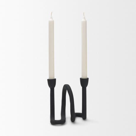 Serpens Black Metal Narrow Candle Holder from Mercana - Luna Furniture