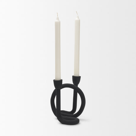 Serpens Black Metal Narrow Candle Holder from Mercana - Luna Furniture