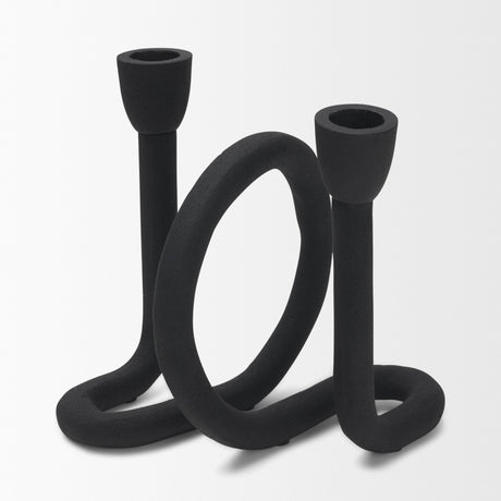 Serpens Black Metal Narrow Candle Holder from Mercana - Luna Furniture