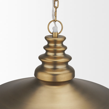 Keller Wide Antiqued Brass Metal 1-Light Pendant from Mercana - Luna Furniture