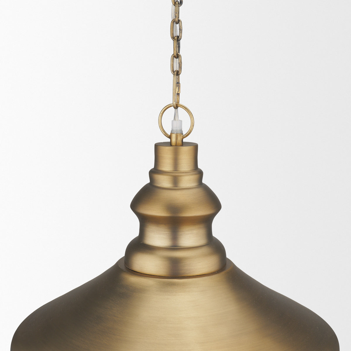 Keller Tall Antiqued Brass Metal 1-Light Pendant from Mercana - Luna Furniture