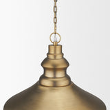 Keller Tall Antiqued Brass Metal 1-Light Pendant from Mercana - Luna Furniture