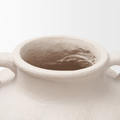 Syros Twisted Tall Cream Ceramic Urn Vase from Mercana - Luna Furniture