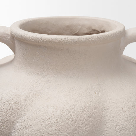 Syros Twisted Tall Cream Ceramic Urn Vase from Mercana - Luna Furniture
