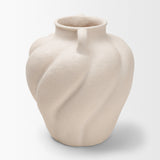 Syros Twisted Small Cream Ceramic Urn Vase