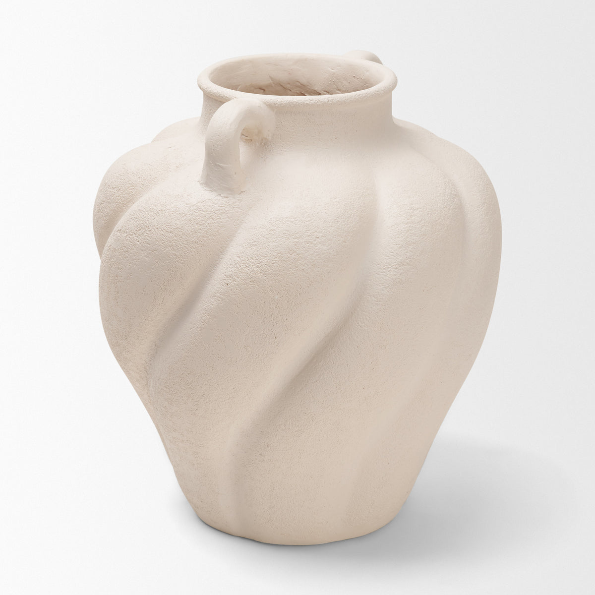 Syros Twisted Small Cream Ceramic Urn Vase