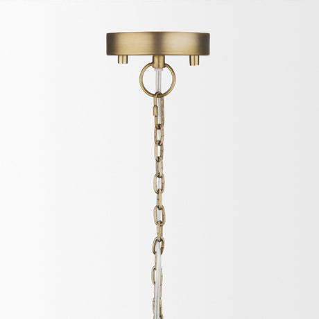 Keller Tall Antiqued Brass Metal 1-Light Pendant from Mercana - Luna Furniture