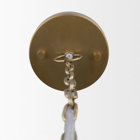 Keller Tall Antiqued Brass Metal 1-Light Pendant from Mercana - Luna Furniture