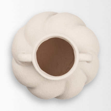 Syros Twisted Small Cream Ceramic Urn Vase from Mercana - Luna Furniture