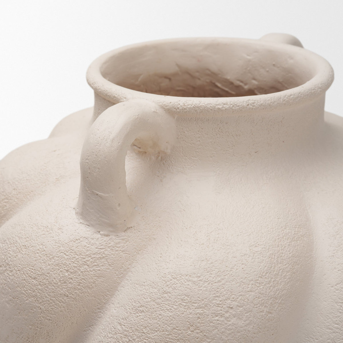Syros Twisted Small Cream Ceramic Urn Vase