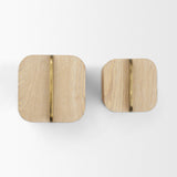 Benton White-Washed Wood w/ Brass Handle Decorative Box Set