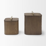 Benton Brown Wood w/ Brass Handle Decorative Box Set from Mercana - Luna Furniture