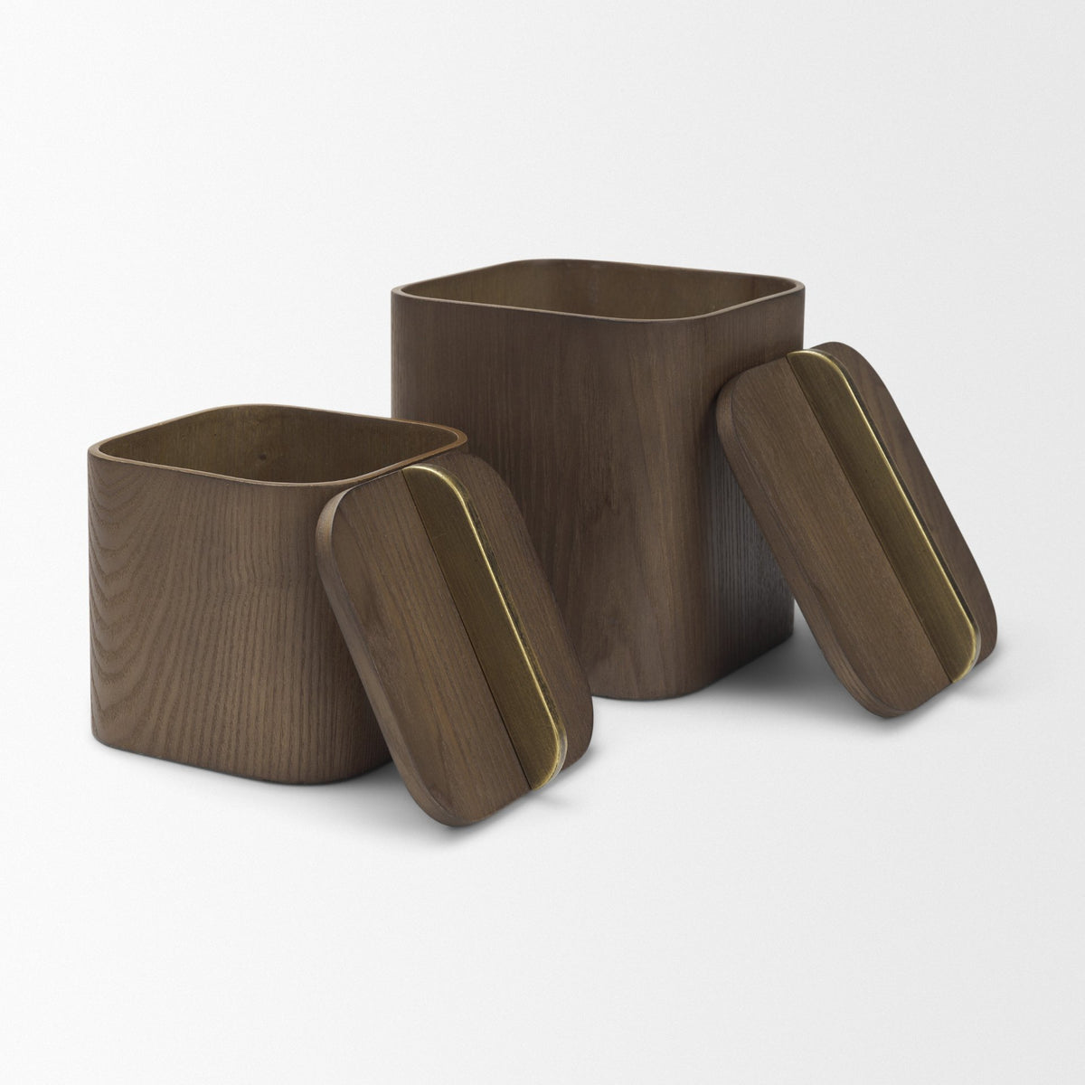Benton Brown Wood w/ Brass Handle Decorative Box Set from Mercana - Luna Furniture