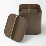 Benton Brown Wood w/ Brass Handle Decorative Box Set from Mercana - Luna Furniture