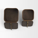Benton Brown Wood w/ Brass Handle Decorative Box Set from Mercana - Luna Furniture