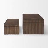 Strata Fluted Walnut Wood Decorative Box Set from Mercana - Luna Furniture