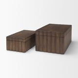 Strata Fluted Walnut Wood Decorative Box Set from Mercana - Luna Furniture