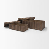 Strata Fluted Walnut Wood Decorative Box Set from Mercana - Luna Furniture
