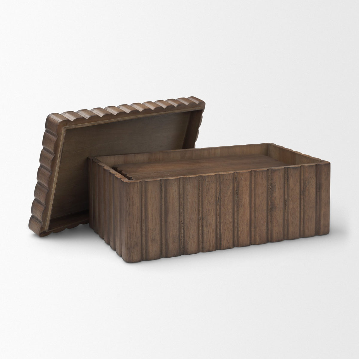 Strata Fluted Walnut Wood Decorative Box Set from Mercana - Luna Furniture
