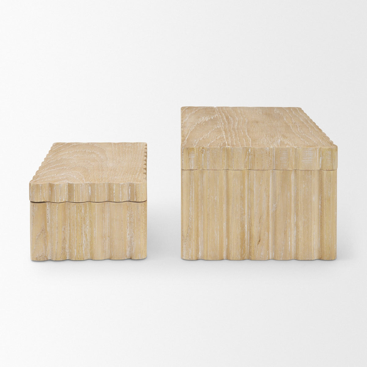 Strata Fluted White-Washed Wood Decorative Box Set