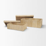 Strata Fluted White-Washed Wood Decorative Box Set