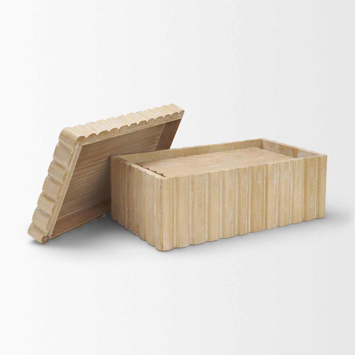 Strata Fluted White-Washed Wood Decorative Box Set
